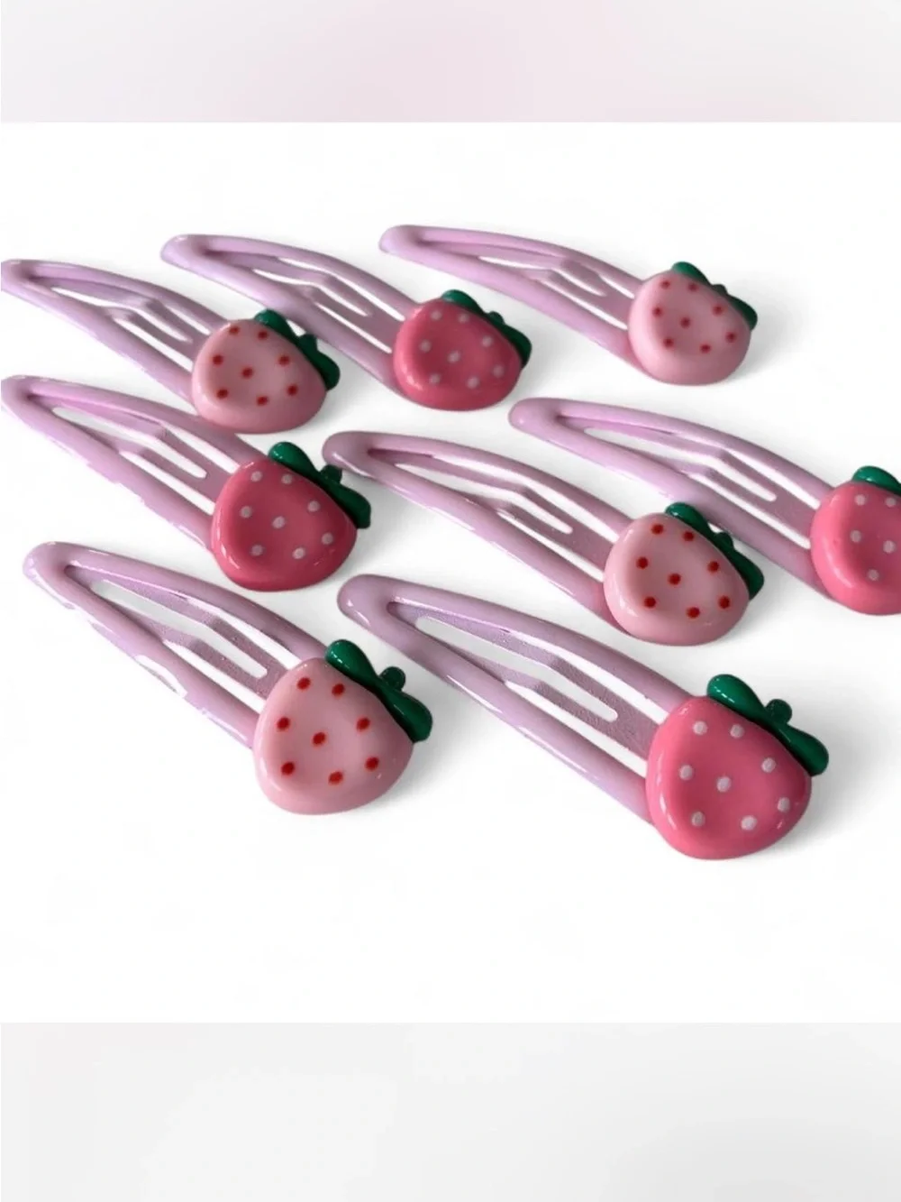 Set of Pink Strawberry Snap Hair Clips